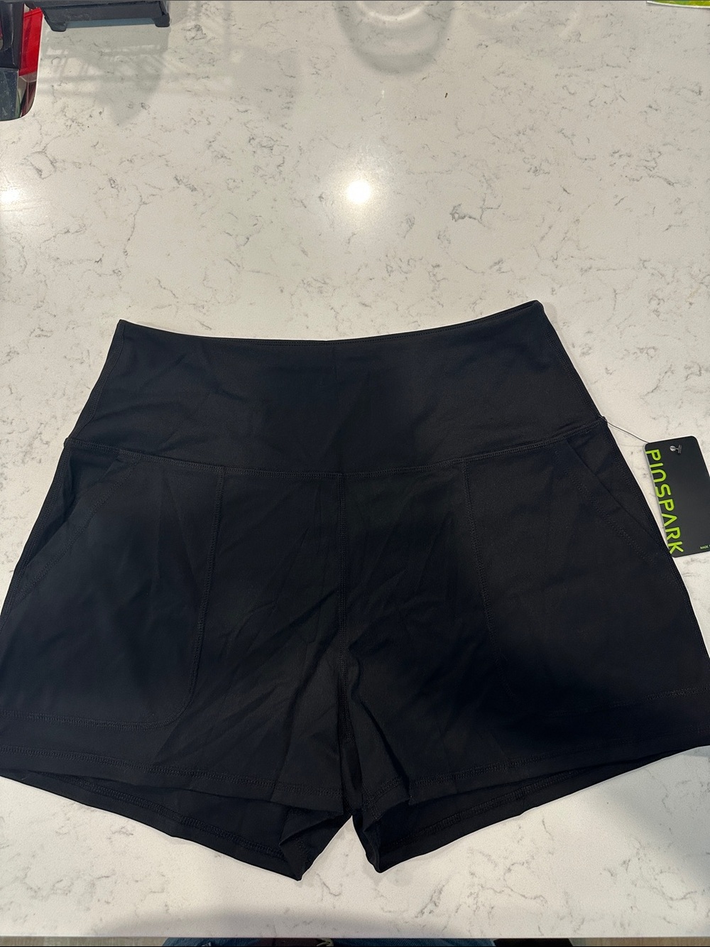 Black Women's High-Rise Athletic Shorts